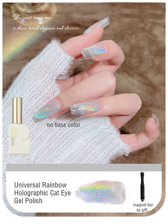 Universal Rainbow Holographic Cat Eye UV Gel