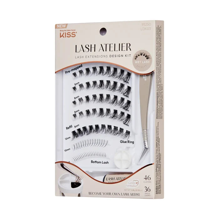 KISS Lash Atelier Lash Extensions Design kit 03 Wet Lash 46 Clusters 36 Single Lashes  مجموعة  إكستنشن الرموش الصناعية