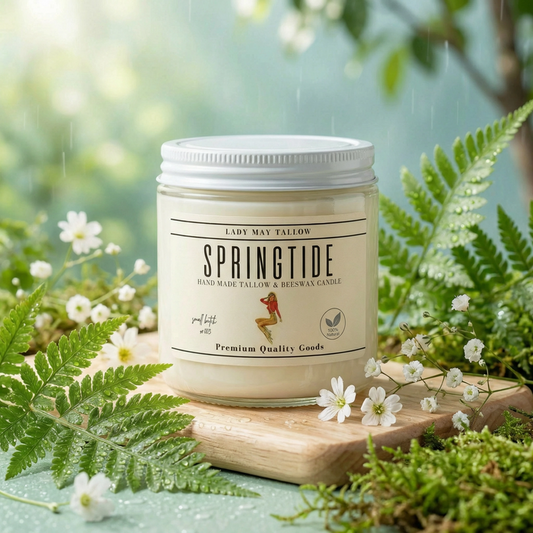 Lady May Tallow "Classic" Tallow & Beeswax Candle 16oz | Springtide | Non-Toxic Clean Burning