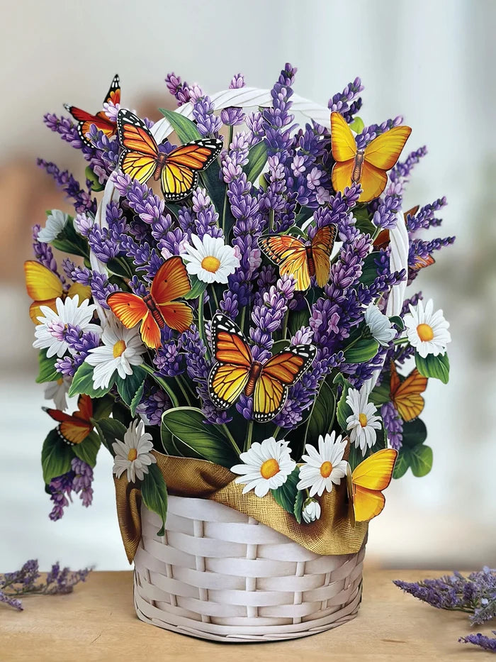 Lavender & Butterflies Flower Bouquet Pop-Up Card