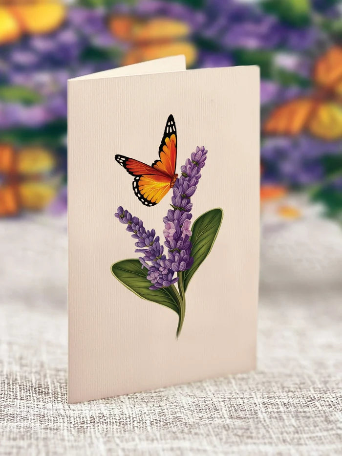 Lavender & Butterflies Flower Bouquet Pop-Up Card