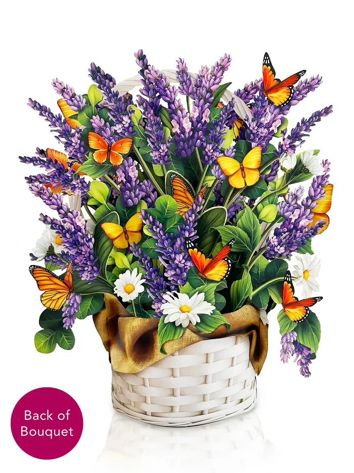 Lavender & Butterflies Flower Bouquet Pop-Up Card