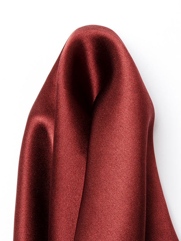Maroon/ Red Solid Silk Pocket Square