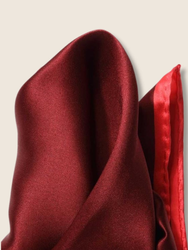 Maroon/ Red Solid Silk Pocket Square