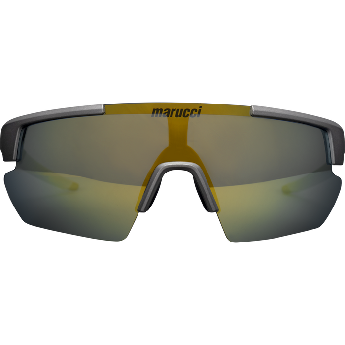 A close-up of Marucci Shield 2.0 Performance Sunglasses (MSNVSHIELD2), engineered for clarity and comfort by Marucci.