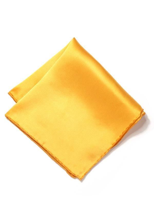 Medium Gold Solid Silk Pocket Square