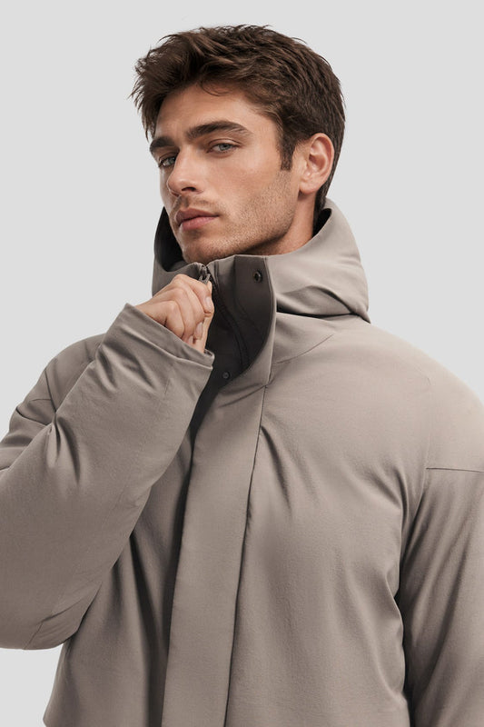 Men's Full-Coverage Stretch Hooded Down Jacket (Maximum Warmth) HD014