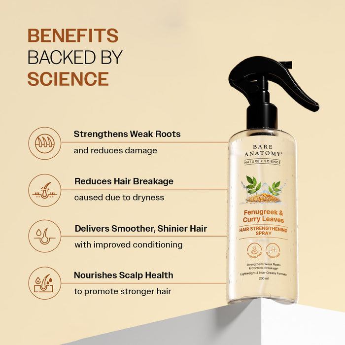 Methi Hair Strengthening Spray With Curry Leaves, Amla & Aloe Vera Extracts - 200 ml | Pack of 2