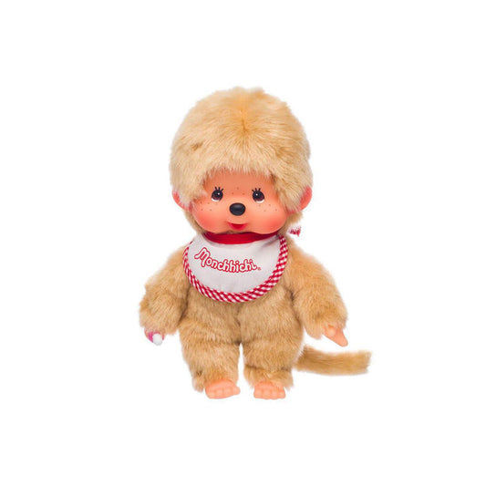 Monchhichi Beige Boy With Bib Red White 8 in