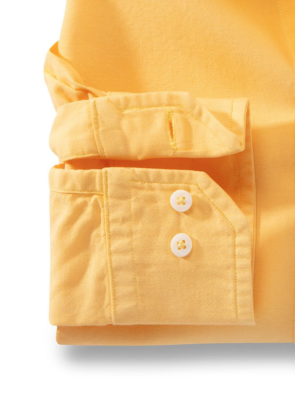 Murren Oxford Garment Dyed Yellow Solid Full Sleeve Tailored Fit Casual Cotton Shirt