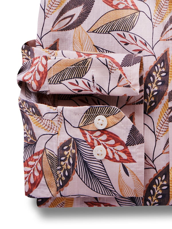 Mykonos Beige Printed Full Sleeve Tailored Fit Casual Cotton Shirt