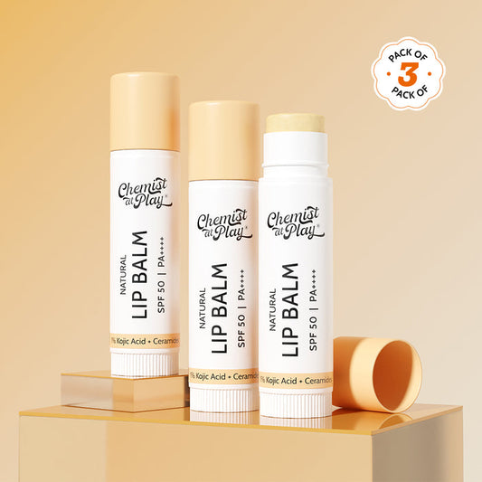 Natural Lip Balm for Chapped Lips | SPF 50 PA++++ | Natural - 4.5 gm | Pack of 3
