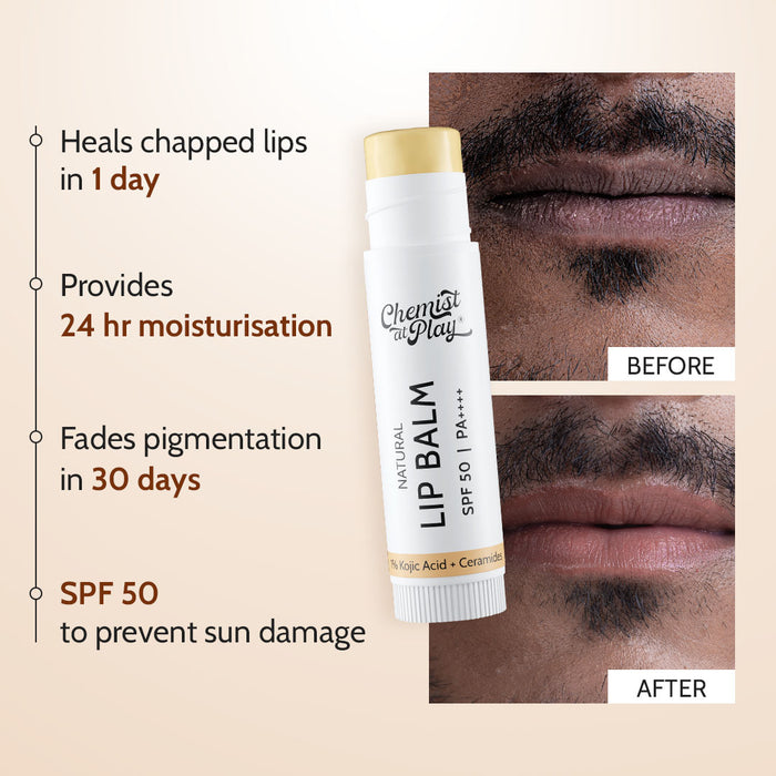 Natural Lip Balm for Chapped Lips | SPF 50 PA++++ | Natural - 4.5 gm | Pack of 3