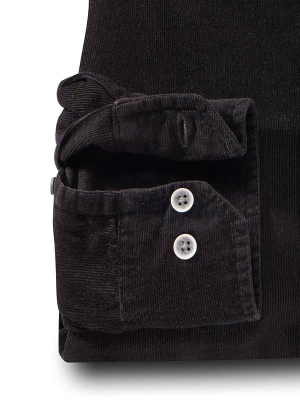 Navone Corduroy Garment Dyed Black Full Sleeve Tailored Fit Casual Cotton Shirt