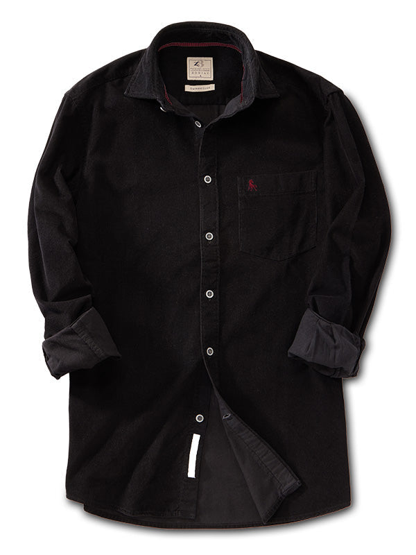 Navone Corduroy Garment Dyed Black Full Sleeve Tailored Fit Casual Cotton Shirt