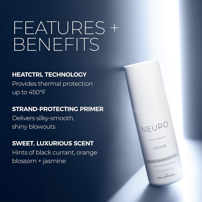 Neuro by Paul Mitchell Prime HeatCTRL Blowout Primer, For Blow-Drying All Hair Types, 5.1 oz