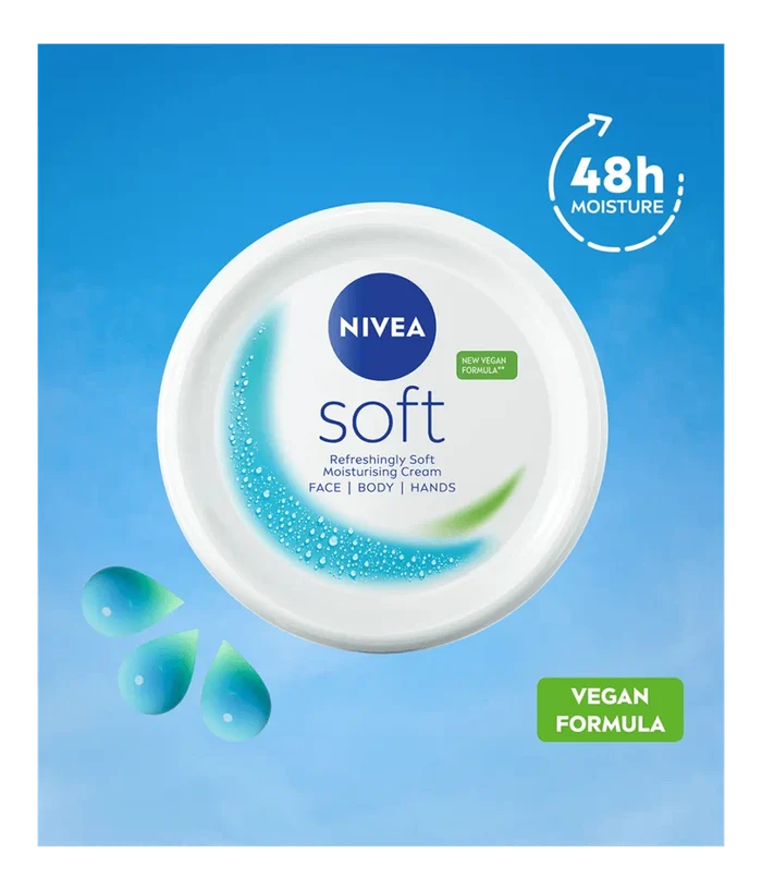 NIVEA Soft Moisturizing Creme Face, Body and Hands كريم الترطيب للوجه للجسم واليدين من نيفيا