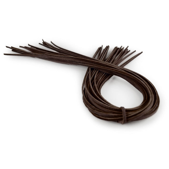 Nokona 1/4" Leather Glove Laces (LL-14) are thin, dark brown, alum-tanned leather cords sold individually—ideal for American-made glove repairs.