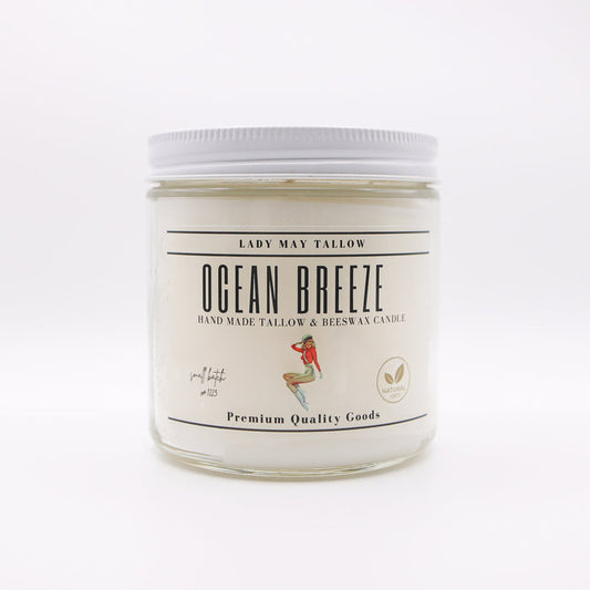 Ocean Breeze Tallow & Beeswax Candle | 16 oz