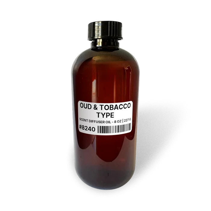 Oud & Tobacco Type Scent Diffuser Oil - 8 oz | 227 g bottle image showing Scent Diffuser Oil in 8 oz size. Fragrance product bottle photo for Oud & Tobacco Type Scent Diffuser Oil - 8 oz | 227 g.