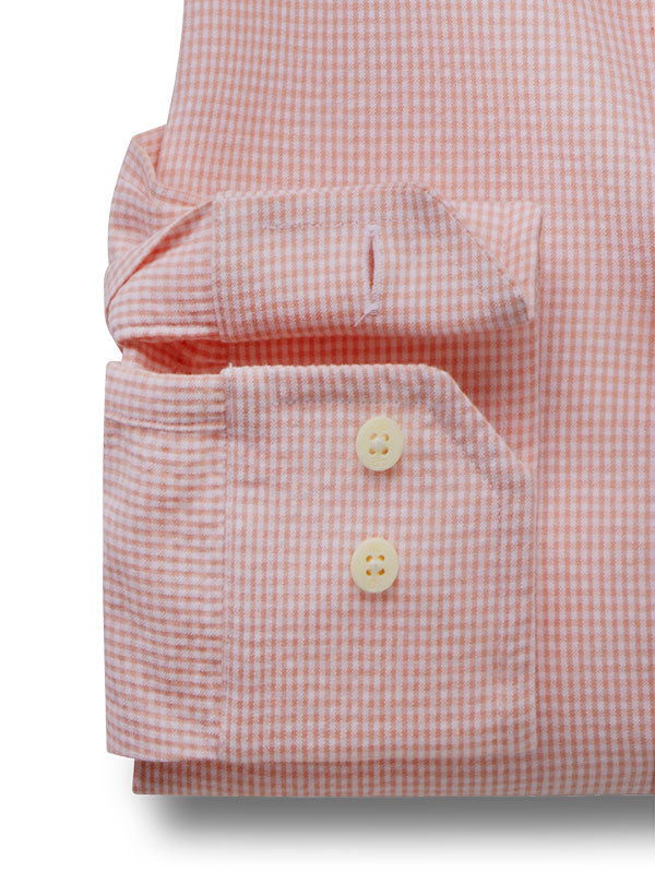 Palmas Seersucker Peach Check Full Sleeve Tailored Fit Casual Cotton Shirt