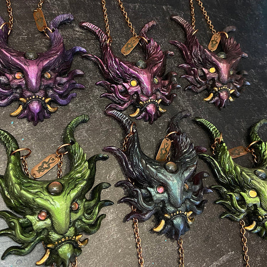 PANOPTES BEAST PENDANT- GREENS AND PURPLES