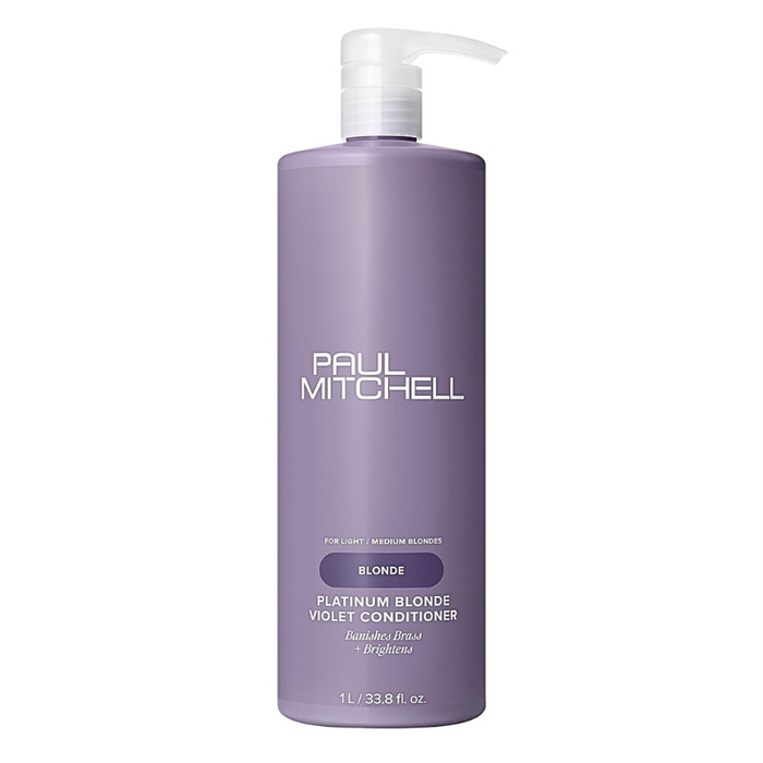 Paul Mitchell Platinum Blonde Violet Conditioner, Banishes Brass + Brightens, Ideal for Light to Medium Blonde, Silver, Gray or White Hair