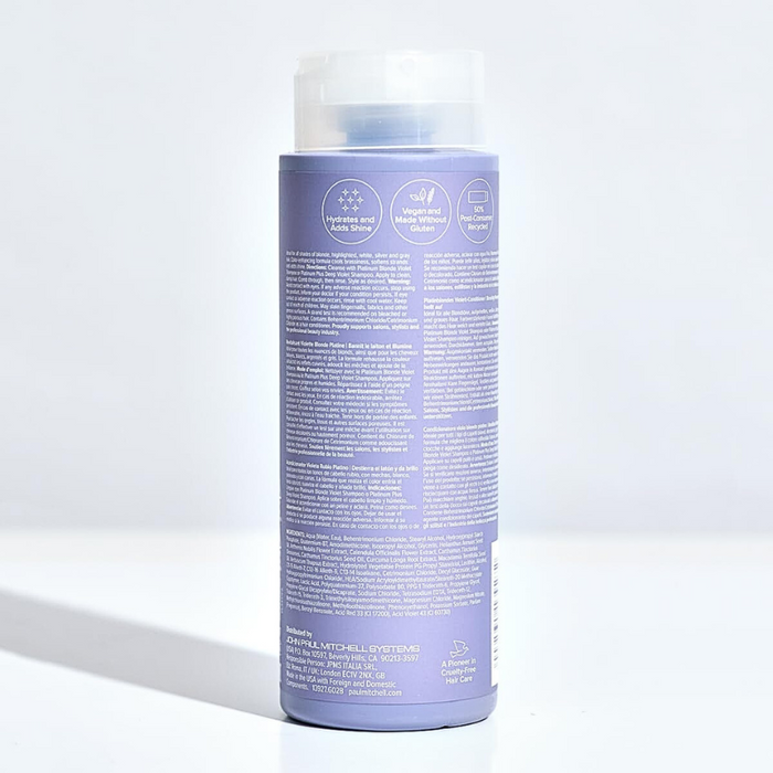 Paul Mitchell Platinum Blonde Violet Conditioner, Banishes Brass + Brightens, Ideal for Light to Medium Blonde, Silver, Gray or White Hair