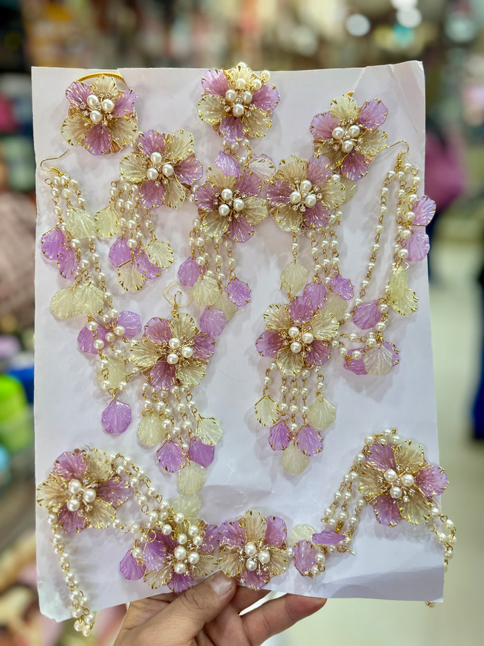 Petal Infused Tint Yellow/Purple Resin Jewellery RJ0011