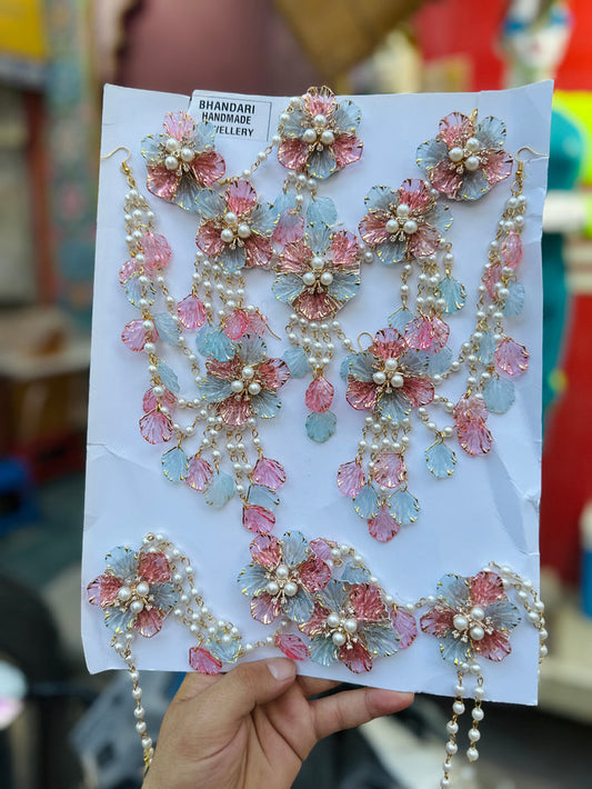 Pink And Sky Blue Resin Jewellery