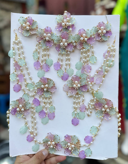 Pista And Purple Resin Jewellery RJ0017