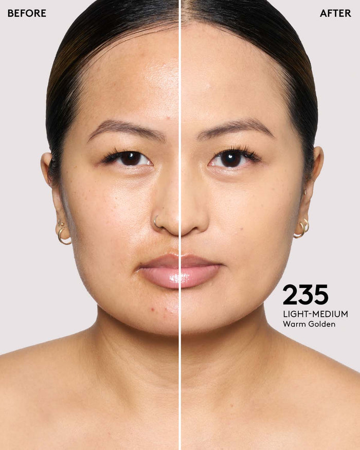 before + after imagery for shade 235 in pro filt'r soft matte longwear foundation