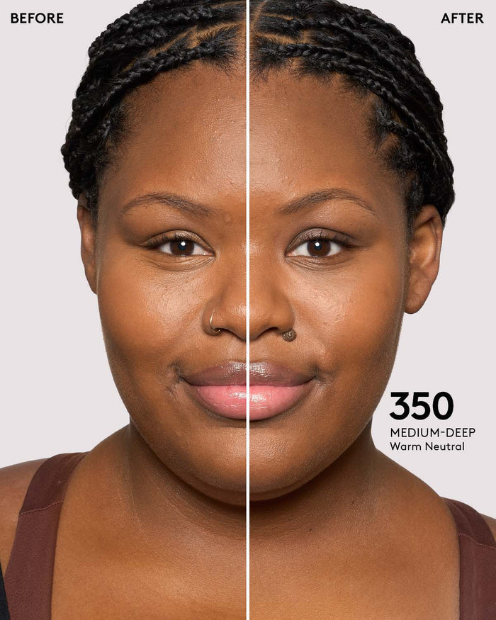 before + after imagery for shade 350 in pro filt'r soft matte longwear foundation