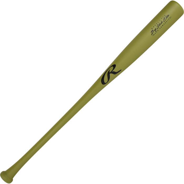 A green Rawlings Big Stick Elite -3 Wood Composite Baseball Bat (RBSC243) with a black R logo and black barrel text is displayed on a plain white background.