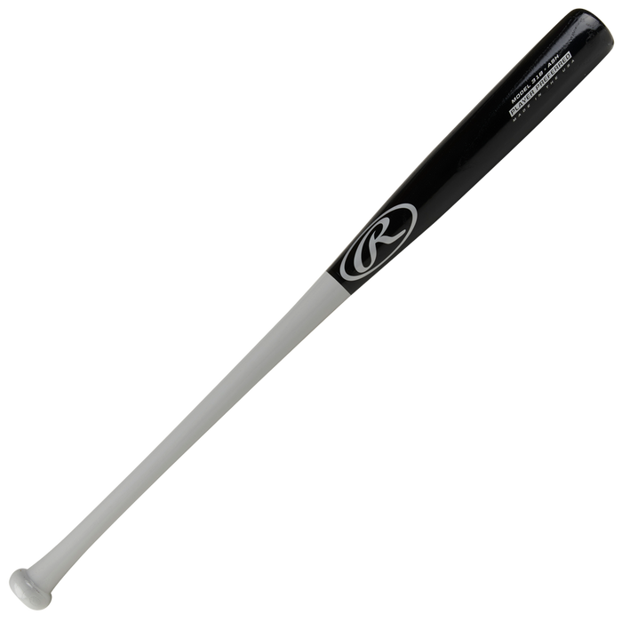 The Rawlings Player Preferred Ash Wood Baseball Bat (318RAW) features a white handle, black barrel, and the Rawlings logo near the top, displayed against a plain white background.