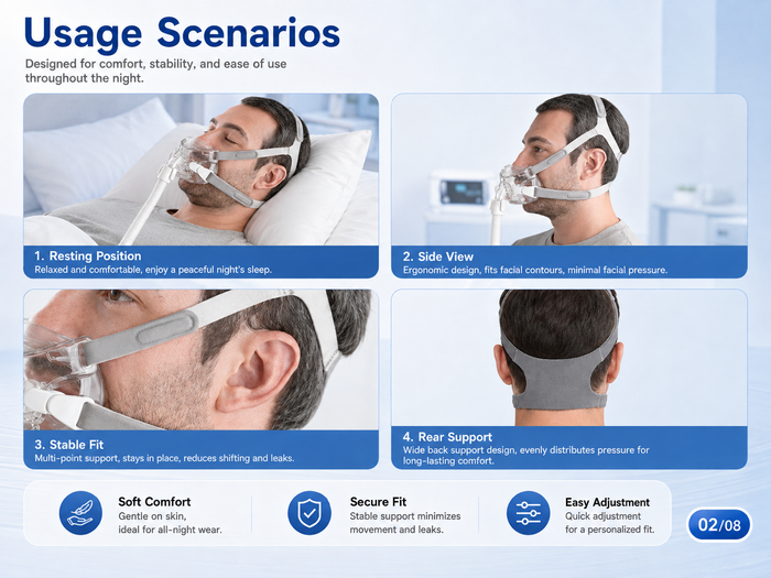 Replacement CPAP Headgear Compatible with Amara View Mask – Adjustable Soft Strap