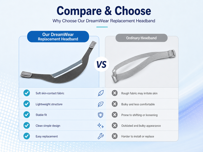 Replacement CPAP Headgear Compatible with DreamWear Nasal Mask – Adjustable M/L Strap