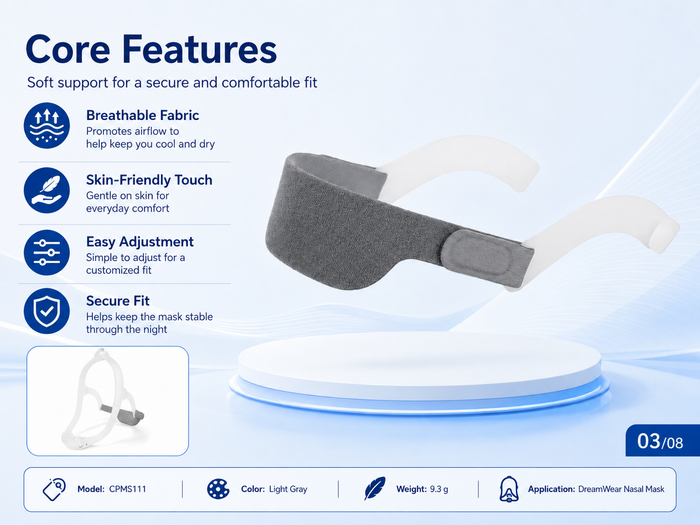 Replacement CPAP Headgear Compatible with DreamWear Nasal Mask – Soft Adjustable Headband