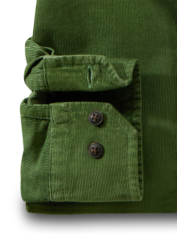 Rooney Corduroy Garment Dyed Green Full Sleeve Tailored Fit Casual Cotton Shirt