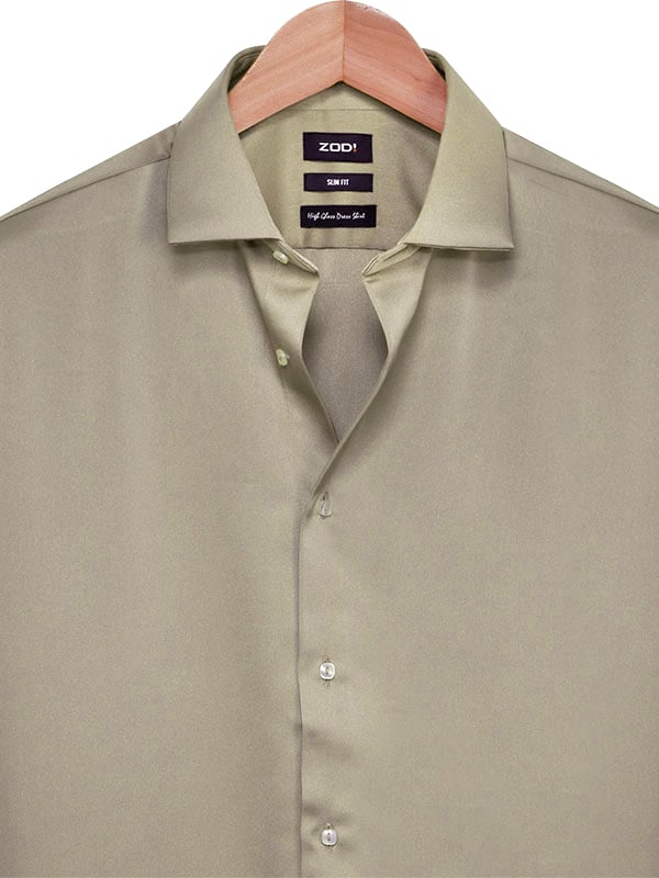 Russell Beige Satin Full Sleeve Single Cuff Slim Fit Party Wear Poly Satin Shirt