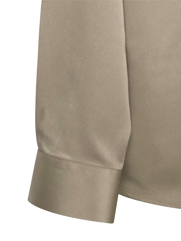 Russell Beige Satin Full Sleeve Single Cuff Slim Fit Party Wear Poly Satin Shirt