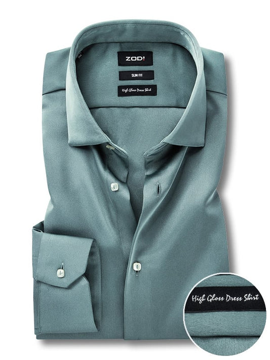 Russell Green Satin Full Sleeve Single Cuff Slim Fit Party Wear Poly Satin Shirt