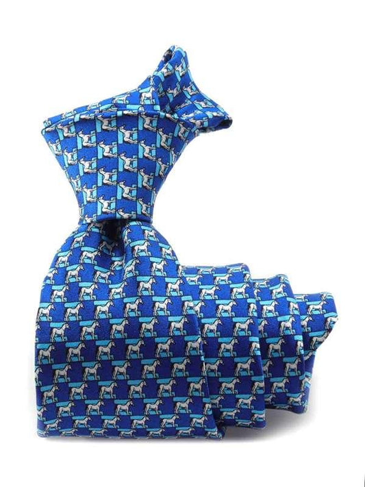 Saglia Printed Dark Blue Silk Tie