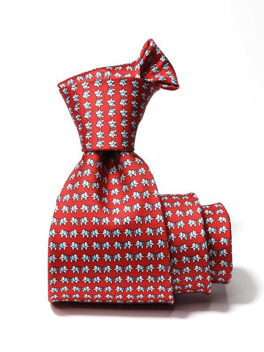Saglia Printed Dark Red Silk Tie