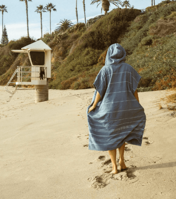 Sand Cloud | Classic Stripe Hooded Poncho - Slate Blue - Aesthetics By Kell
