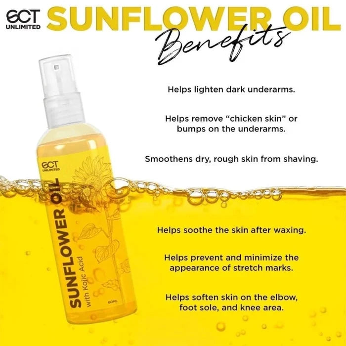 SCT Unlimited Sunflower Oil 100% Organic Lighten Scars Stretchmarks Underarm Essential For Skin - 60mL