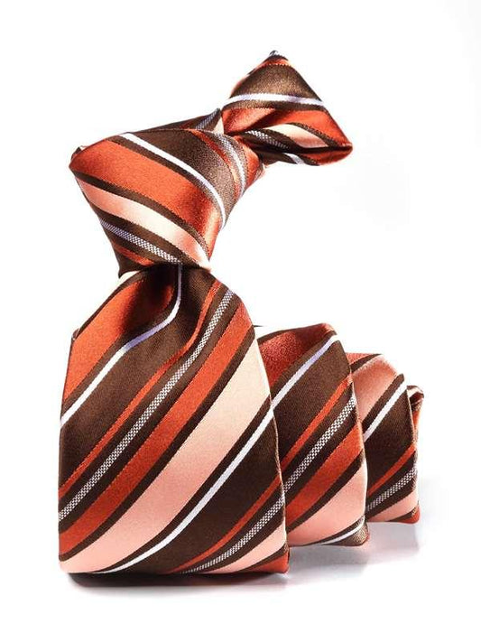 Sicilia Stripe Dark Orange Silk Tie
