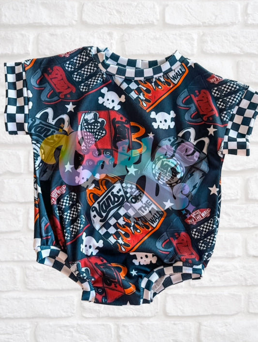 Skate Meals Tee Romper w Snaps