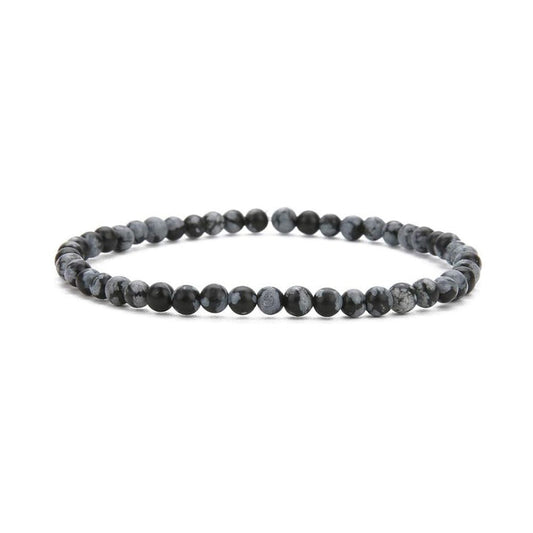 Crystal Bracelet - 4mm Snowflake Obsidian