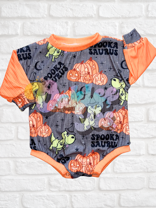 Spookasaurus Sweater Romper w Snaps